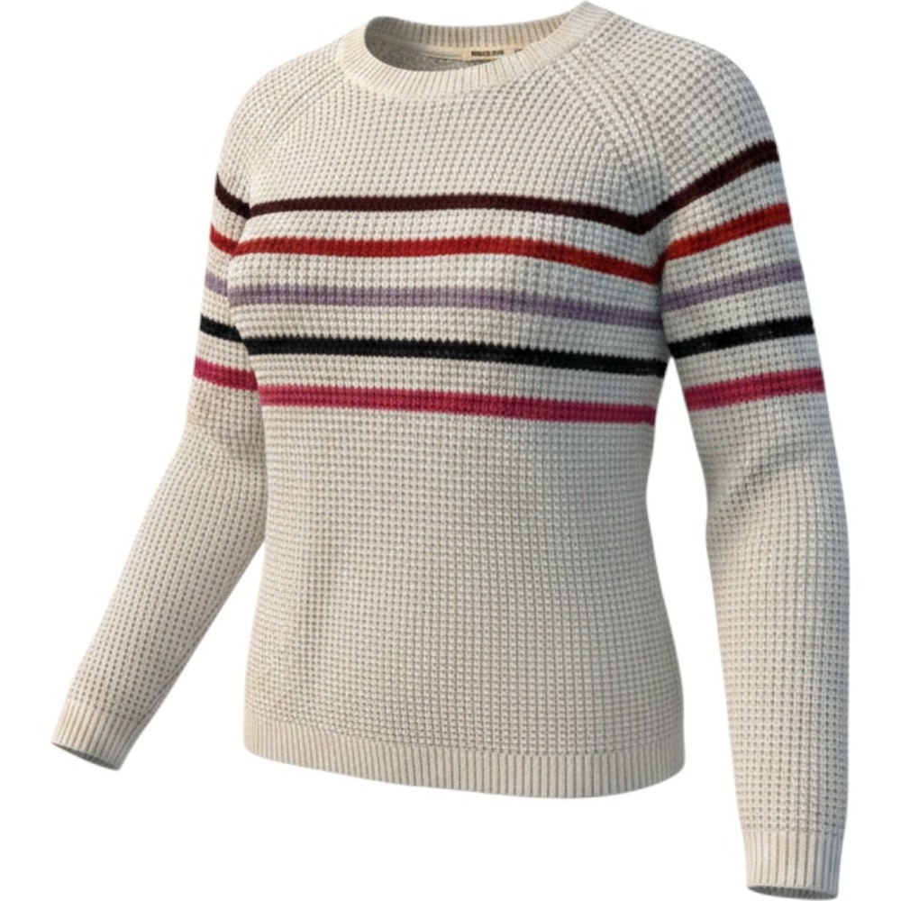 Marine Layer Waffle Knit Sweater Womens XL White Striped Raglan Pullover Cotton